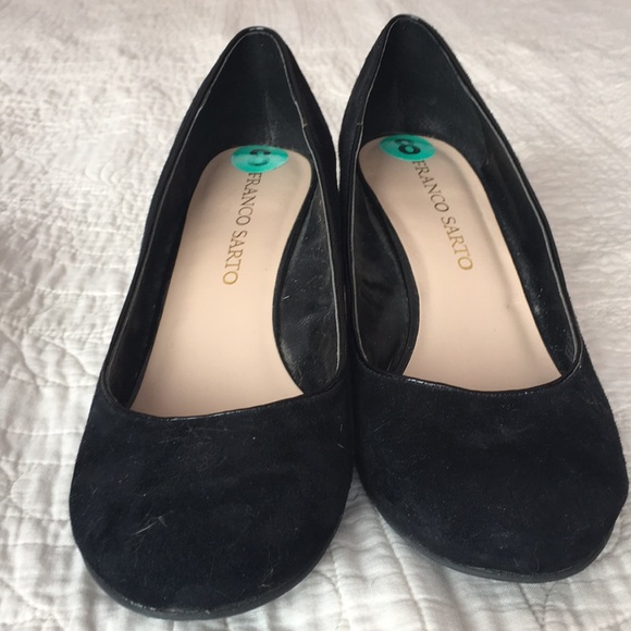 Franco Sarto black suede wedge with leopard heals - Picture 3 of 5